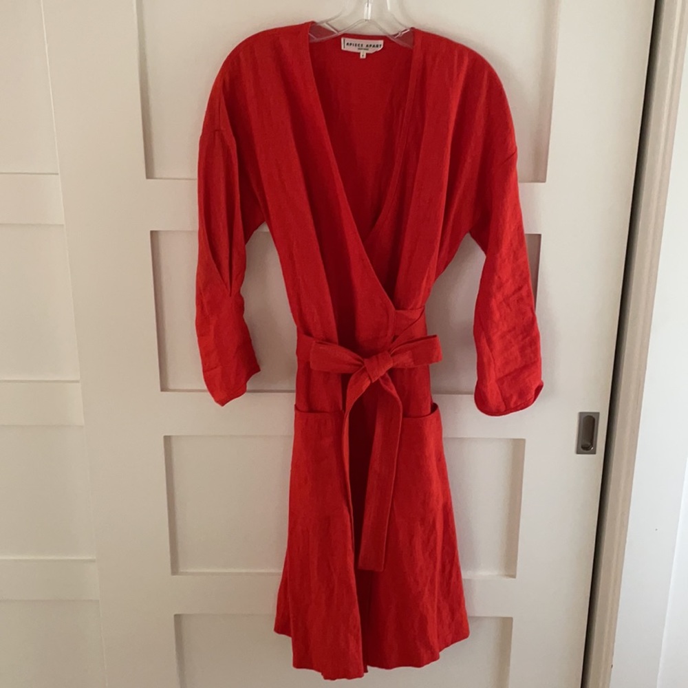 Apiece Apart Wrap dress size 4 Red Linen